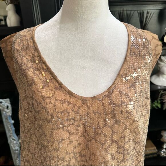 Rebecca Taylor Sequin Animal Print Blouse Size 10 - Picture 3 of 9